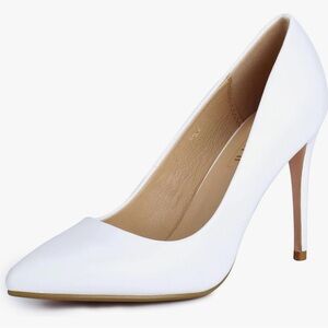 White pointed toe heels/pumps
